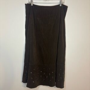 Elliott Lauren Vintage Chocolate Brown Eyelet Detail Skirt Western Size 14